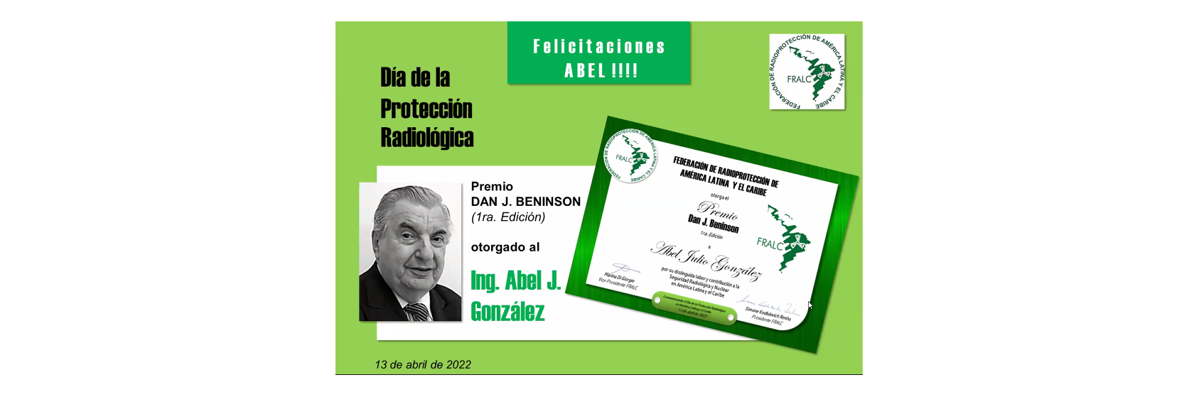 El Ing. Abel J. González recibió el Premio Dan J. Beninson de la FRALC