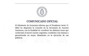 COMUNICADO OFICIAL: Se crea en Argentina la Scretaría de Asuntos Nucleares